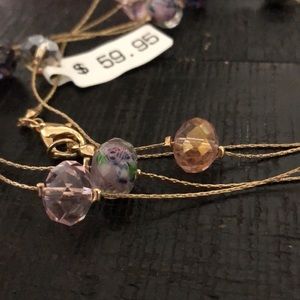 NWT Long Gold Tone Ballet Necklace With Beautiful Beads!